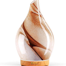 Porseme 280ml Essential Oil Diffuser Glass Color Changing Aroma Air Diffusers Aromatherapy Ultrasonic Cool Mist Humidifier 7 Running Hours Waterless Auto-Off for Sleeping, Yoga, Office, Spa (Desert)