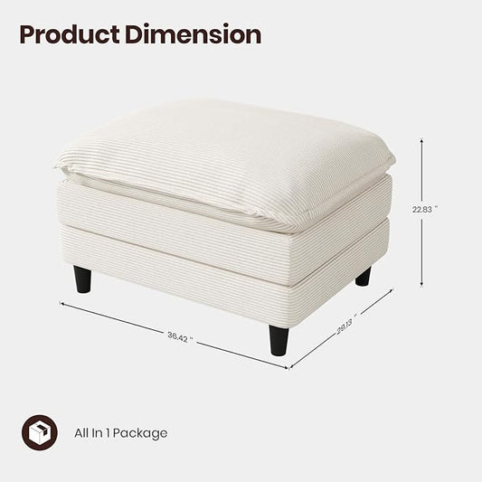 Ottoman for Modular Sectional Sofa, Ottoman Seat for Convertible Sectional, Single Sofa Couch for Living Room, Bedroom, Apartment, Corduroy, Beige
