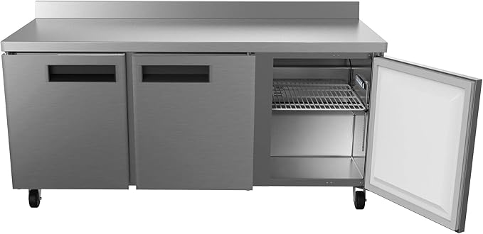 KoolMore 72" Stainless Steel 3 Door Worktop Commercial Refrigerator with 3 1/2 Backsplash - 16.9 cu.ft, Model: RWT-3D-16C