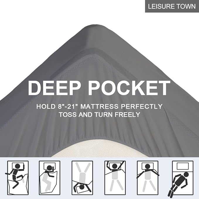 LEISURE TOWN King Mattress Pad Fitted Quilted Cotton Mattress Cover Cooling Soft Pillow Top Mattress Topper with Down Alternative Filling Mattress Protector with 8-21 Deep Pocket (78x80 Inch Grey)