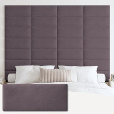 IFNOW Wall Mounted Upholstered Headboard Queen, 3D Peel and Stick Soundproof Panels, Reusable and Removable Padded Leather Bed Headboard, 9 Panels 9.84