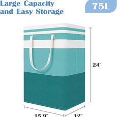 BlissTotes 3-Pack Laundry Basket, Freestanding＆Waterproof Laundry Hamper, Collapsible Tall Clothes Hamper with Easy Carry Handles for Clothes, Towels in the Family and Dorm,Gradient Green,75L