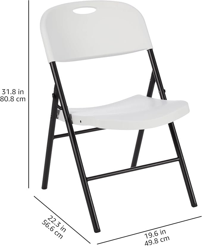 Amazon Basics Folding Plastic Chair, 350-Pound Capacity, White, 2-Pack