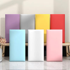 3D Anti-Collision Wall Padding, Peel & Stick Upholstered Panels, Queen Headboard, Playroom Decorative Protection, Pack of 2 Panels - 23.6' X 11.8' (Red)