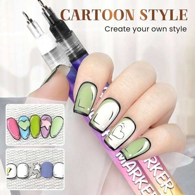 Nail Art Pens for Painting Nails, 2026 Nail Art Markers for Gel Nails, New 12 Colors Nail Art Pens Set, Diy Nail Art Tools for Dotting Drawing Painting Point Liner Christmas Gifts (2 Set)