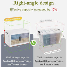 OlarHike 48QT Lockable Storage Bins with Lids - Folding Storage box with Doors and Wheels, Collapsible Plastic Storage Bins for Closets, Stackable Storage Organizer, Storage Containers, 4 Pack Cubes