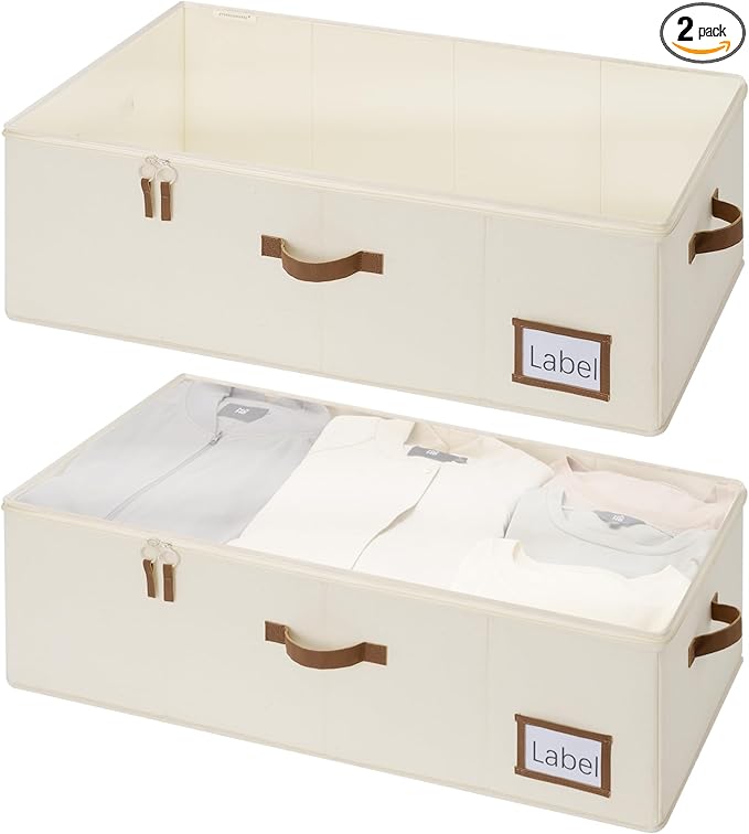 StorageWorks Under Bed Storage Bins, 10'' Underbed Storage Containers with Lid, 77L Clothes Organizer for Bedding, Blankets, Sweaters, Shoes, 2-Pack