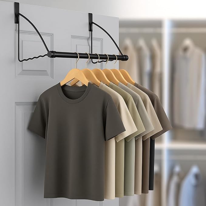 HOLDN’ STORAGE Over The Door Hanger - Door Rack Hangers for Clothes - Space Saving Designed for Bedroom & Bathroom - Ideal for Clothes & Towels - Drying Rack, Black