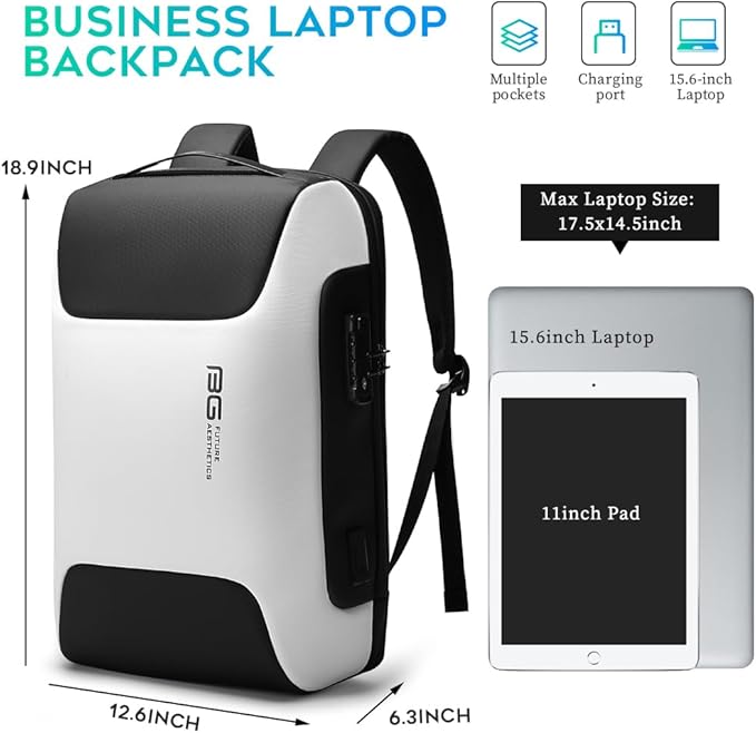 BANGE Business Laptop Backpack Fits 15.6 Inch Notebook, Anti Theft Work Backpack with USB Charging Port for Office Work Airplane Business Travel…