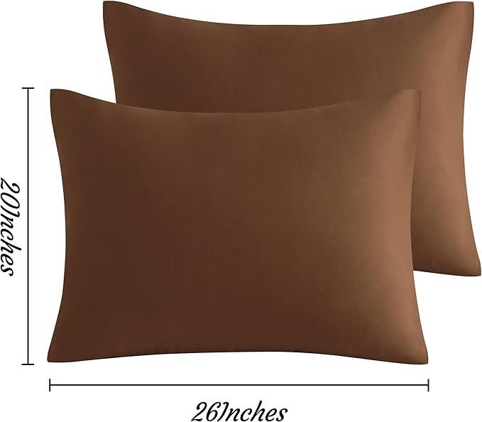 NTBAY Standard Pillow Cases Set of 2, 2 Pack Brushed Microfiber 20x26 Pillow Cases, Soft, Wrinkle, Fade, Stain Resistant Brown Pillow Cases with Envelope Closure, 20x26 Inches, Brown