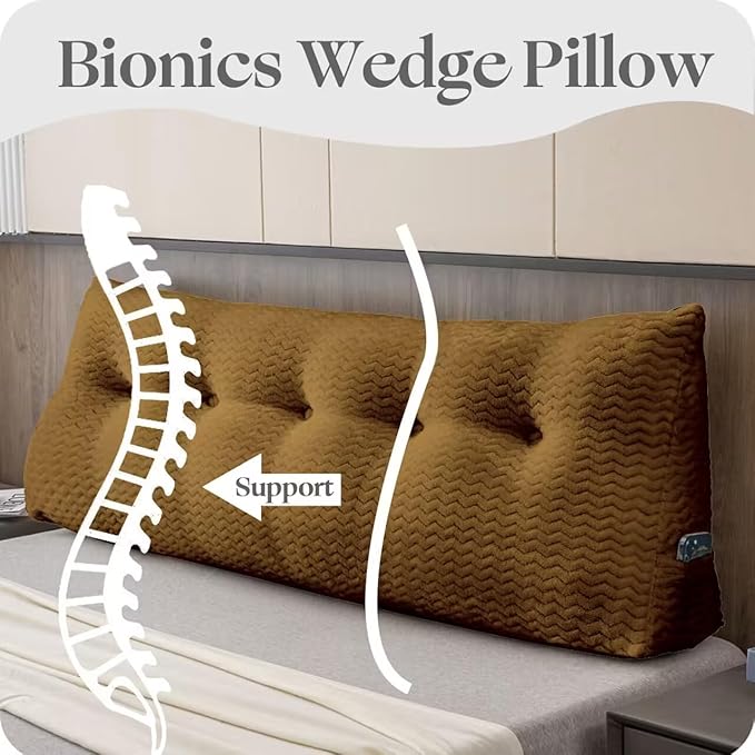 Large Bolster Triangular Headboard Wedge Backrest Positioning Support Bed Rest Reading Pillows Headboard Wedge Pillows for Day Bed with Removable Cover
