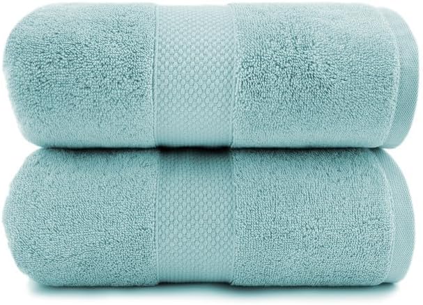 Maisonette Loft 100% Egyptian Cotton Turkish Bath Sheets - Soft, Absorbent Oversized Bathroom Towels - Ideal Quick Dry Extra Large Luxury Towel Set for Shower - (35" x 70", 2 Pack) - Turquoise