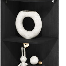 Furinno PASIR Book Shelf, 3-Tier Corner Bookshelf, Open Shelves Bookcase 9.3 x 12 x 31.5, for Living Room, Bedroom, Home Office, Blackwood