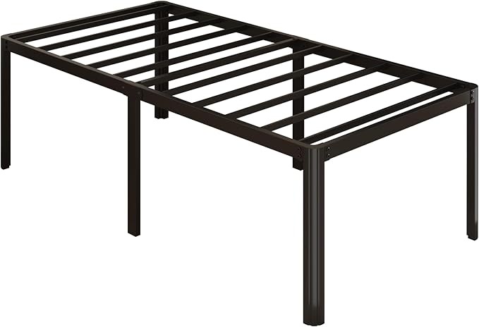 22 Inch High Twin Bed Frames with Rounded Corner Legs, Heavy Duty Metal Twin Size Platform Bed Frame No Box Spring Needed, Easy Assembly, Noise Free, Black