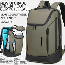 Shockproof Waterproof Laptop Backpack, 17-Inch Anti-Scratch Travel Backpack with Large Storage(Black/Gray/Green) (Olive green)