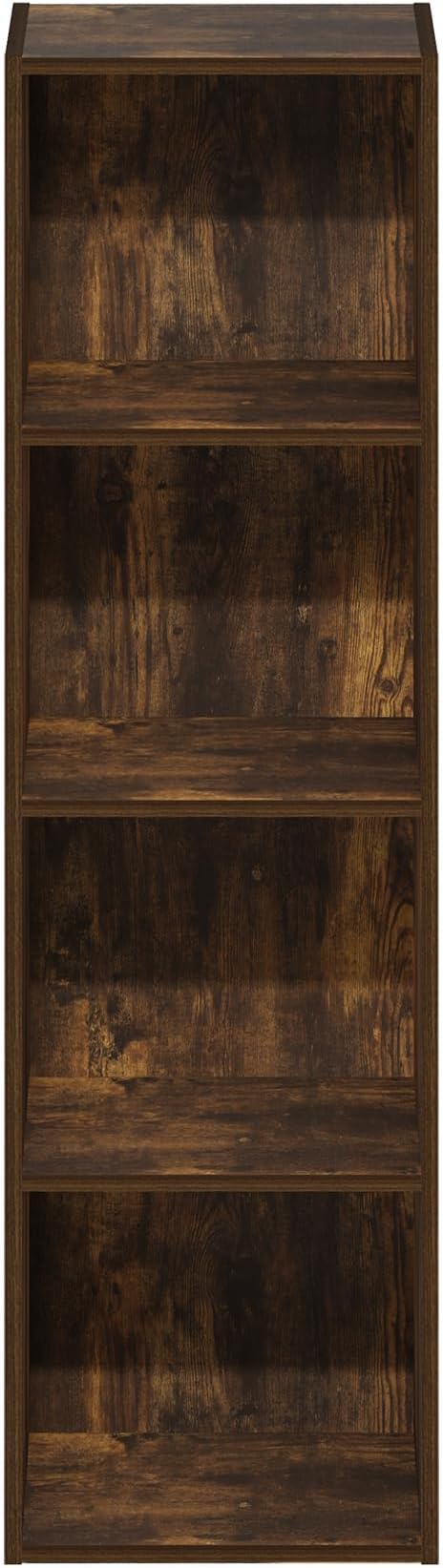 Furinno PASIR Book Shelf, 4-Tier Modern Bookshelf, Open Shelves Bookcase 9 x 12 x 42, for Living Room, Bedroom, Home Office, Amber Pine