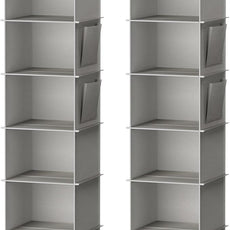 YOUDENOVA Hanging Closet Organizer, 6-Shelf Closet Hanging Storage Shelves, 2 Packs, Light Grey