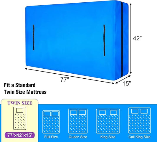 MorTime Mattress Bags for Moving and Storage, Zippered Mattress Storage Bag with 8 Strong Carrying Handles, Reusable Mattress Protector Cover Moving Supplies (Twin)