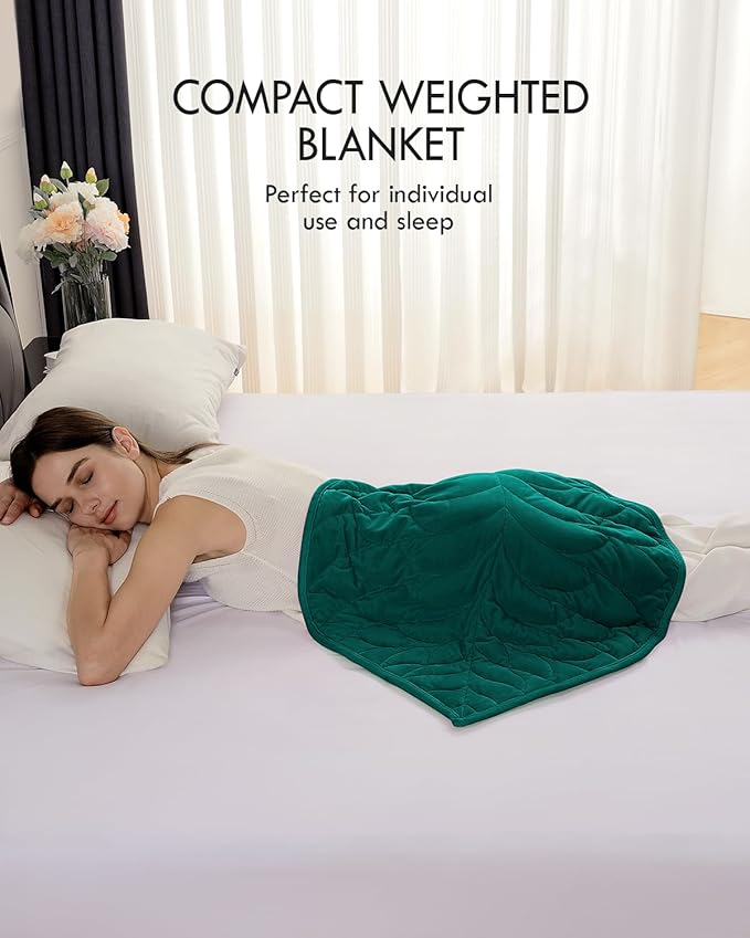 Kaisa Weighted Lap Blanket 3 lbs 23" x 29", Cozy Luxury Crystal Velvet Small Weighted Blanket for Adults, Portable Travel Weighted Blanket for Relaxation, All-Season Blanket, Machine Washable, Green