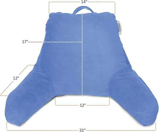 Nestl Reading Pillow with Shredded Memory Foam, Designed for Sitting Up in Bed and Couch, Back and Arms Adjustable Support for Adult & Teens Backrest Pillows for Reading, with Washable Cover Calm Blue