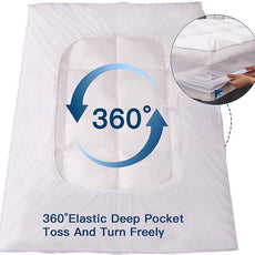 ELEMUSE Full Size Extra Thick Fusion Goose Down Feather Filled Mattress Topper, Plush Fluffy Double Layer Pillowtop Mattress Pad Cover, Soft Featherbed with 8-21 Inch Deep Pocket