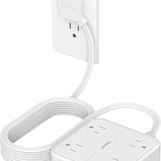Surge Protector Flat Extension Cord 15Ft, TESSAN Flat Plug Power Strip with 4 Outlets 3 USB Ports (1 USB C), 900 Joules Protection, Multiple Wall Outlet Extender Suitable for Home Office Dorm, White