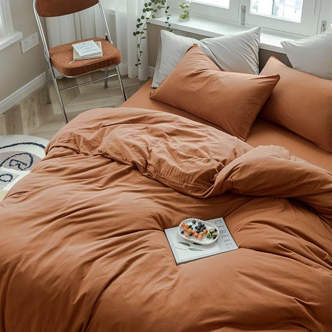 VM VOUGEMARKET Pumpkin Bedding King Jersey Knit T-Shirt Cotton Duvet Cover with 2 Pillowcases Ultra Soft Modern Simple Bedding Set for Men Women Without Comforter-King,104x90 Inch