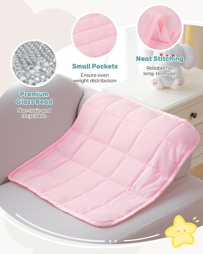 Topblan 2 lb Weighted Blanket, 19" x 21" Mini Weighted Lap Pad, Small Dogs & Cats, Soft Breathable Premium Glass Bead Filling for Calming, Pink