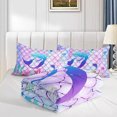 CVHOUSE Mermaid Comforter Set - King Size, 3 Pcs (1 Comforter, 2 Pillowcases) with Mermaid Scale Bedding, Bedspread, Duvet and Quilt
