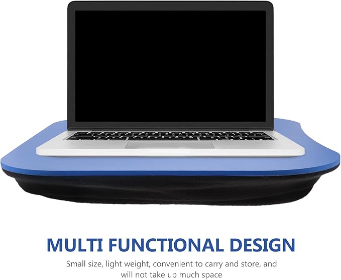 Portable Lap Desk with Cushion Pillow, Blue Laptop Table for Bed and Dormitory, Adjustable Tablet Holder and Computer Tray for Comfortable Writing and Work