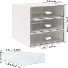 Desk Organizer with Drawer, Desk Storage Box, Plastic Office Stationery Supplies Organizers, Desktop Organizer for Office School Home (3 drawer, White)