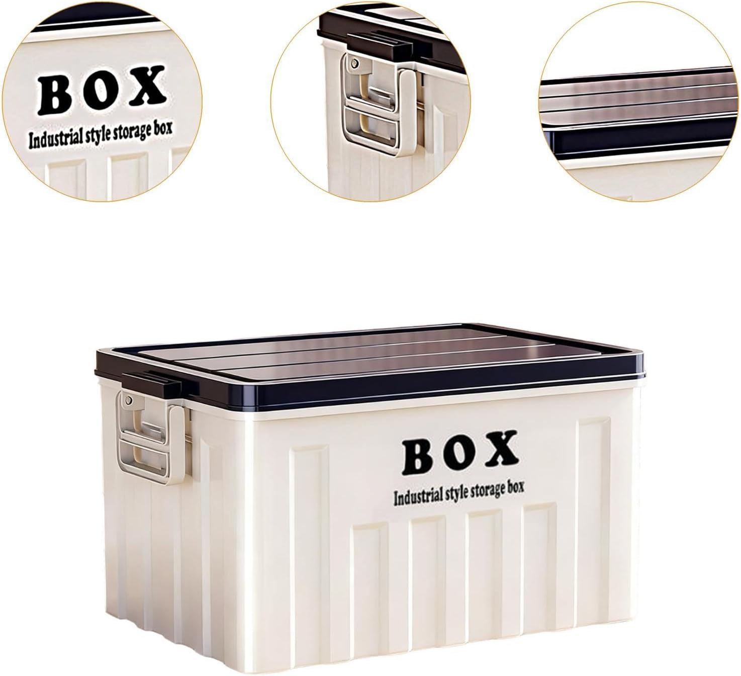 Multipurpose Storage Box with Lid, Carrying Bag, Space-Saving Trunk Organizer, Storage Box with Lid for Tools, Books, Toys, White Blue