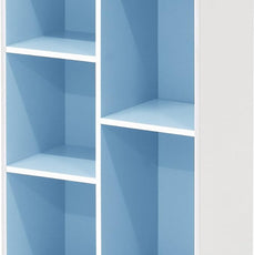 Furinno LUDER Book Shelf, 5-Cube Bookshelf, Reversible Bookcase, 9.4 x 19.5 x 31.5, for Living Room, Bedroom, Home Office, White/Light Blue