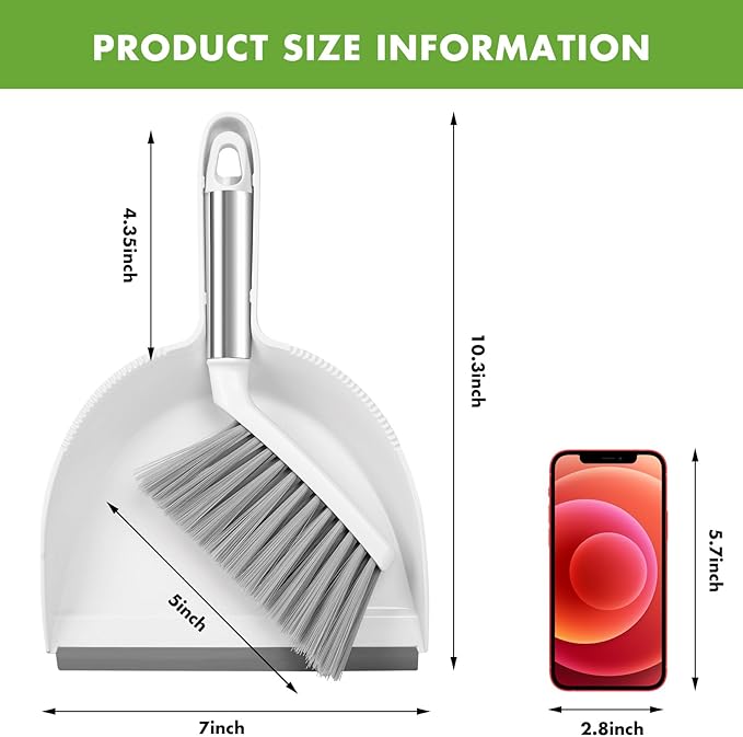 Small Broom and Dustpan Set, Dustpan and Brush Set, Small Brush and Dustpan Set, Hand Broom and Dustpan Set, Mini Handheld with Home, Desktop, Kitchen, pet