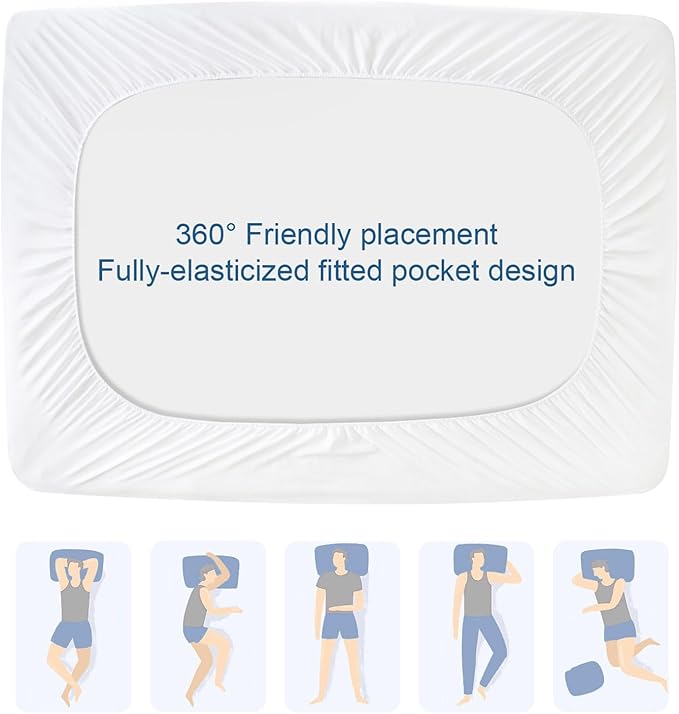 2 Pack Full Size Mattress Protector Pad Waterproof Quilted, Breathable & Cooling Full Mattresses Pad Cover Fitted with Deep Pocket Up to 14" for Double Bed, (White)