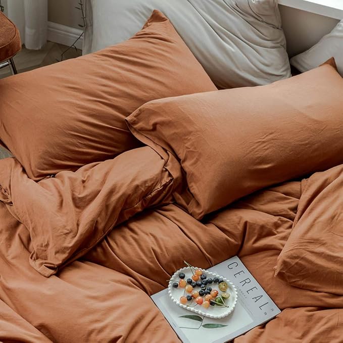 VM VOUGEMARKET Pumpkin Bedding King Jersey Knit T-Shirt Cotton Duvet Cover with 2 Pillowcases Ultra Soft Modern Simple Bedding Set for Men Women Without Comforter-King,104x90 Inch