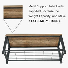 FOLUBAN Entryway Bench, Modern Shoe Storage Bench, Rustic Wood and Metal Entry Bench for Hallway Front Door Entrance, Industrial Indoor Bench for Bedroom Living Room, Oak, 43.3 Inch