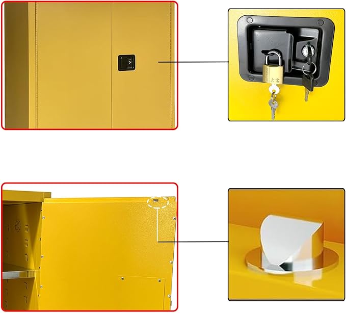 koxuyim Industry Safety Fireproof Cabinet 43" x 18.1" x 65.2" Explosion Proof Double Wall Construction Cold-Rolled Steel 45 Gal Flammable Safety Cabinet, ROHS & CE Certified for Industrial