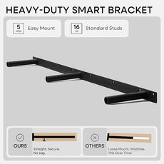 Homeforia 42 inch Natural Floating Shelf, High End Solid Real Wood 42inch Small Floating Shelves for Wall Mounted, Natural Wooden Floating Shelves, Heavy Duty Bracket, 42 X 6.5 X 1.75 in, Set of 2