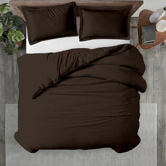 Kotton Culture 3 Pc 120"x120" Duvet Cover Set Super King Plus/Super Oversize King 100% Egyptian Cotton - 600 TC Comforter Cover, Zipper Closure & Corner Ties - Fits Only Extra Large Inserts -Chocolate