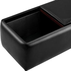 CHITA Storage Ottoman with Tray Lids, FSC Certified Small Rectangular Bench for Living Room, Bedroom, Faux Leather in Black (Light)
