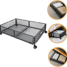 Foldable Stainless Steel Under Bed Storage Organizer with Wheels Large Capacity Holder for Clothes Shoes Blankets Multi-purpose Use Under Bed Sofa Space-saving Storage Rack