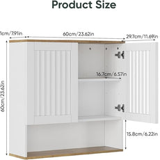Bathroom Cabinet with Louvered Door, White Wall Mounted Cabinet with Adjustable Shelf for Bathroom, Laundry Room, Above Toilet Organizer