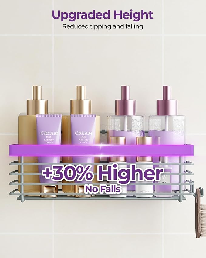 ODesign Shower Caddy 3 Pack SUS304 Stainless Steel-No Drilling-Shower Bathroom Shelves Rack,Rustproof Wall Mounted,Adhesive Shower Shelf Basket Organizer-Grey