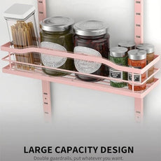 Moforoco Pink 9-Tier Over The Door Pantry Organizer, Pantry Organization and Storage, Black Hanging Basket Wall Spice Rack Seasoning Shelves