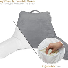 Nestl Reading Pillow for Kids & Teens with Shredded Memory Foam, Backrest Pillows for Reading, Watching, and Gaming, Use on The Couch, Bed, or Floor, Adjustable Support with Washable Cover Grey