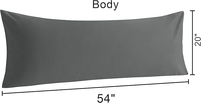 NTBAY Cotton Body Pillowcase - Envelope Closure 20x54 Pillowcase, Breathable and Soft Bed Pillow Case, Dark Grey