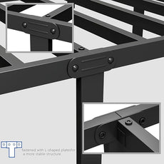zizin Twin Size Metal Bed Frame with Headboard & Footboard 14 Inch Metal Platform Mattress Foundation Support with Steel Slat, Under Bed Storage, No Box Spring Needed