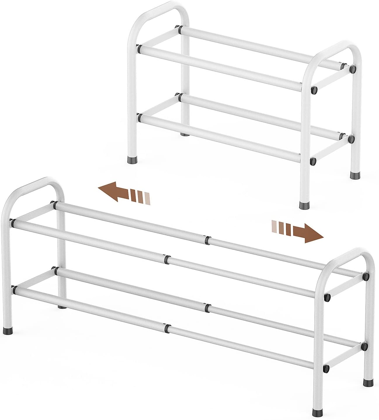 Gonfoam 3-Tier Expandable Shoe Rack,Adjustable Shoe Shelf Storage Organizer Heavy Duty Metal Free Standing Shoe Rack for Entryway Closet Doorway (Black) Dormly