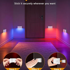 WILLED Motion Sensor Lights Indoor,RGB & Warm White Motion Sensor Night Light,Wireless Color Changing Stair Lights Indoor for Kids' Room,Stair,Bathroom,Hallway,Kitchen,Bedroom,Closet,Cabinet 8PC